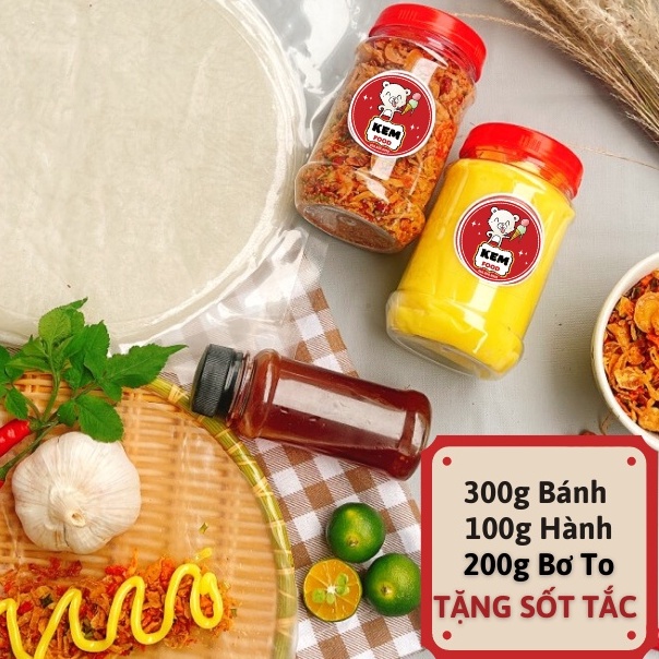 COMBO Bánh tráng phươi sương + Muối tép hành phi + Bơ béo + Tặng sốt tắc