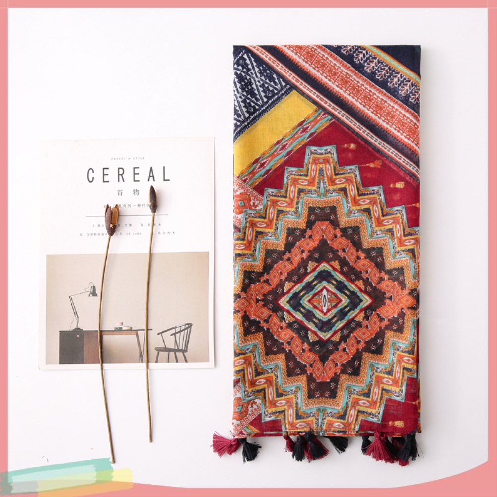 Khăn choàng cổ họa tiết hoa phong cách du mục thời trang cho nữ