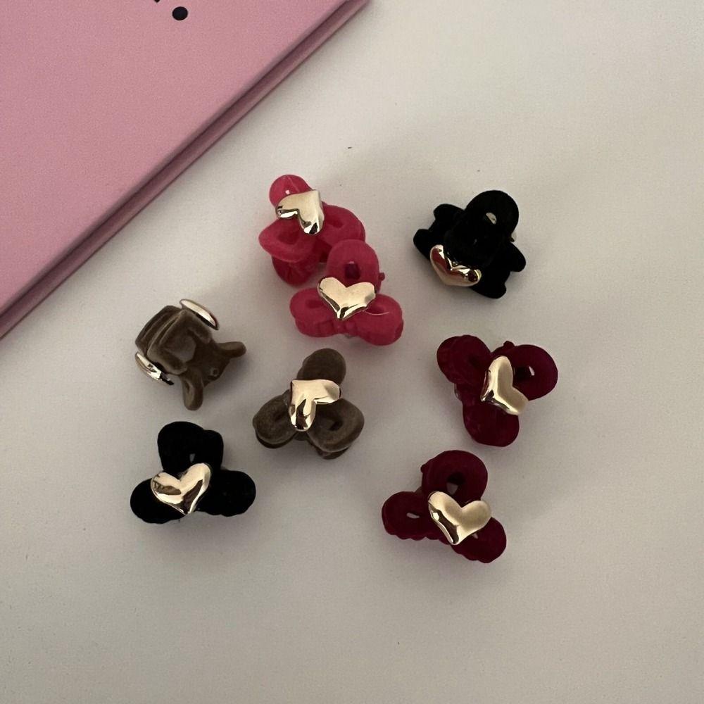 TWINKLE Kẹp Tóc Mini Hình Trái Tim Bằng Nhung Dễ Thương Xinh Xắn Cho Nữ