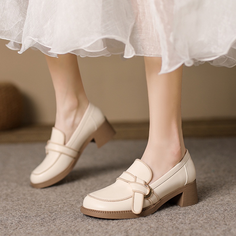 Giày Lười Da Đính Nơ Phong Cách Anh Quốc Thời Trang Cho Nữ