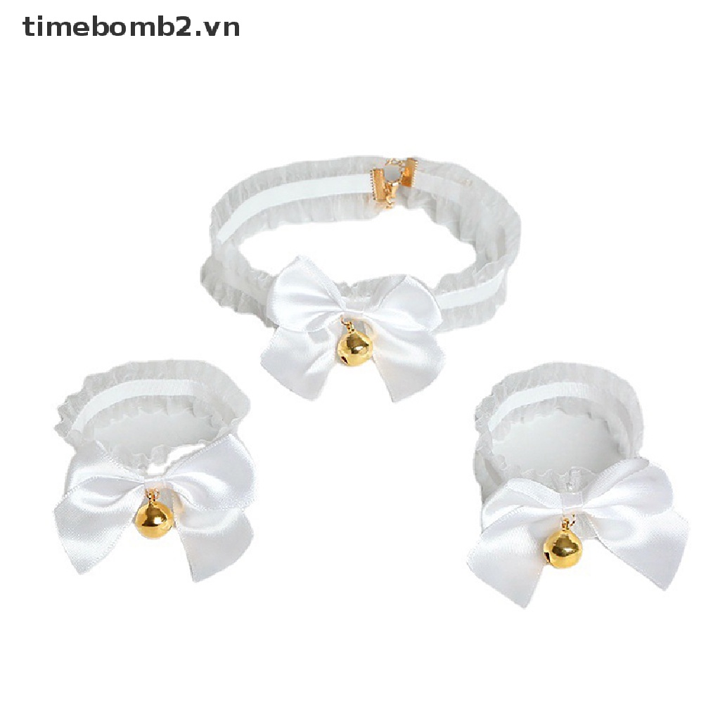Bộ Vòng Đeo Cổ + Vòng Tay + Băng Đô Tai Mèo + Nơ Ren Hóa Trang Lolita Thời Trang Mới {NEW} Lolita Cho Bé Gái
