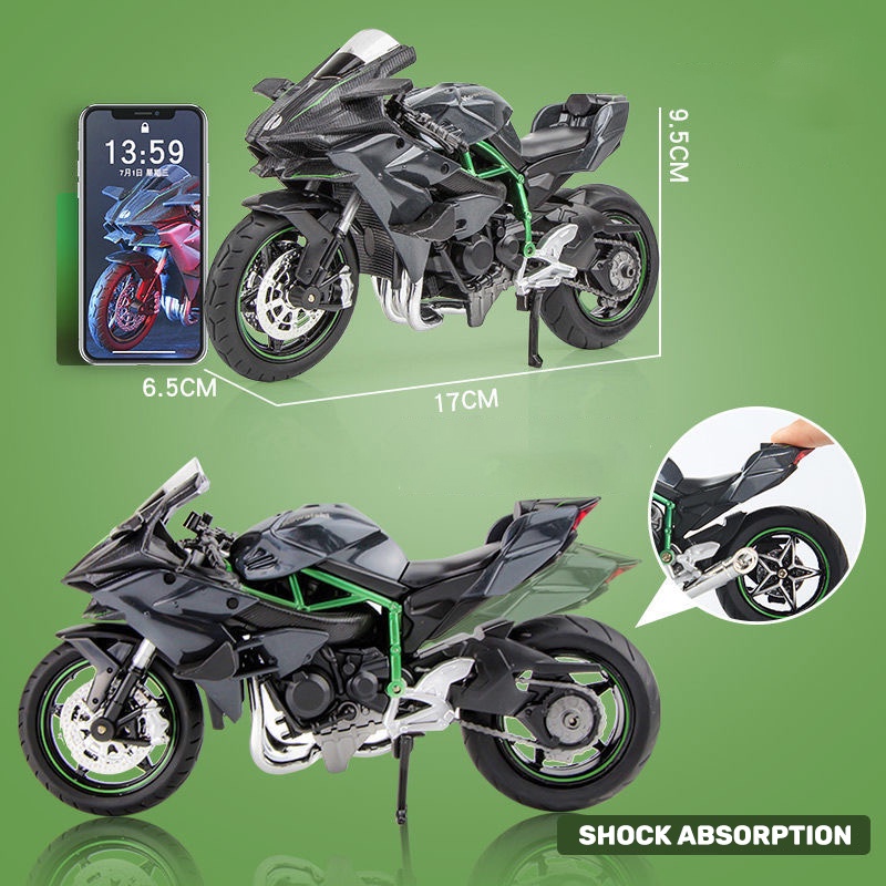 Mô Hình Xe Hơi Kawasaki Ninja H2R Tỉ Lệ 1: 12 Bằng Hợp Kim Có Đèn Và Nhạc Độc Đáo Thú Vị Cho Bé