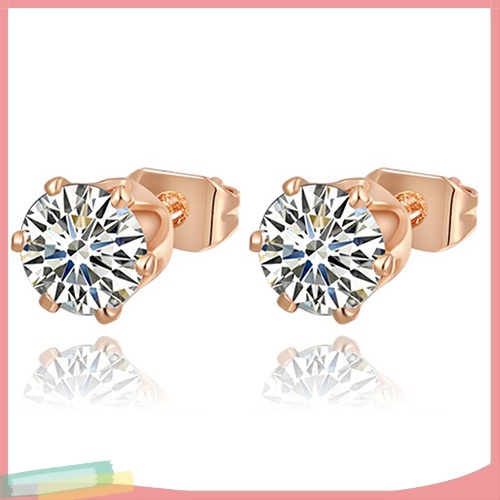 Đôi khuyên tai mạ vàng hồng đính kim cương giả thời trang cho nữ