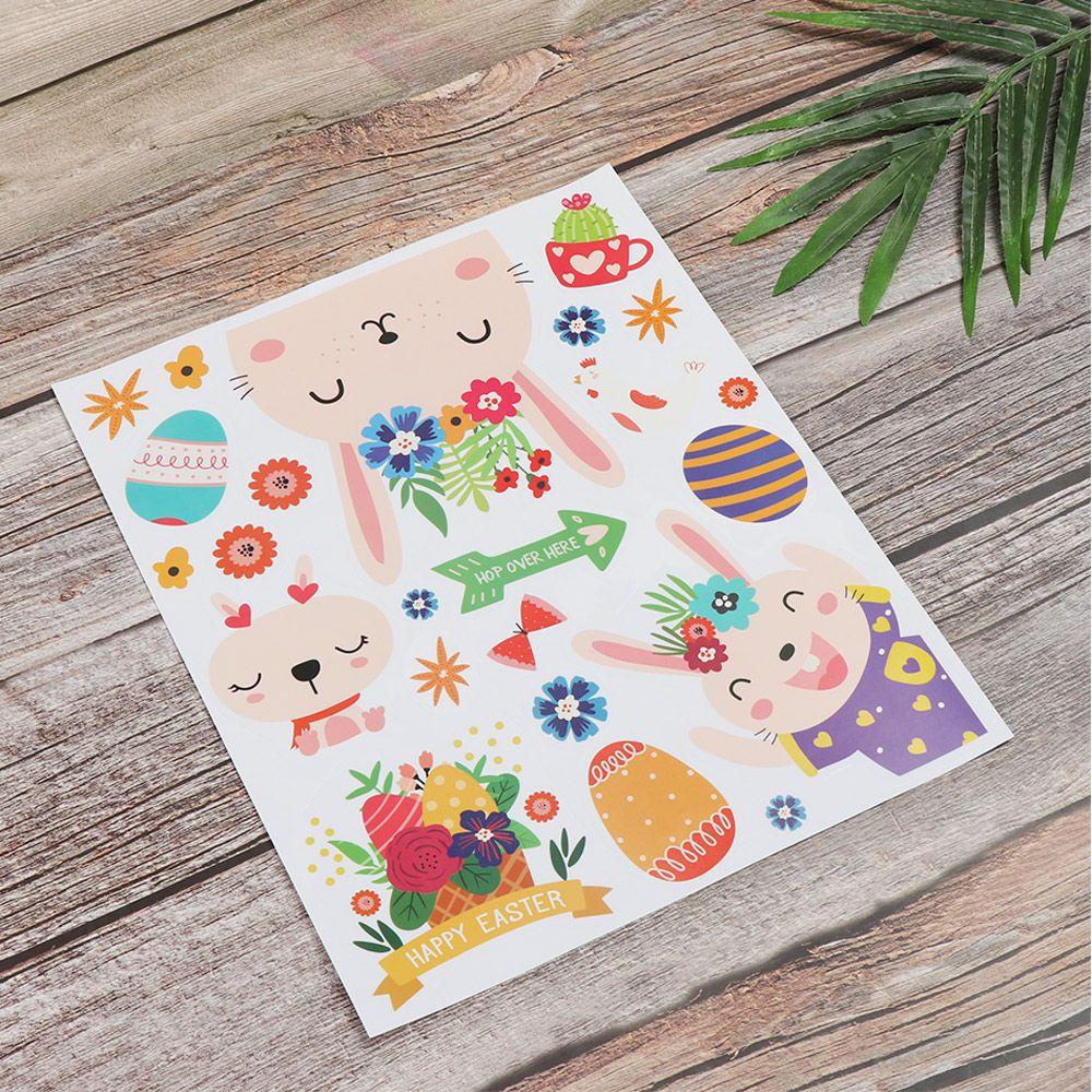 Bộ 2 Miếng Dán Tường Bằng PVC Hình Thỏ Và Trứng Dễ Tháo Gỡ