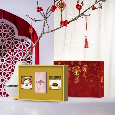 Hộp quà trung thu sang trọng, saffron Jahan cùng trà và mật ong, phù hợp biếu tặng QT3.05