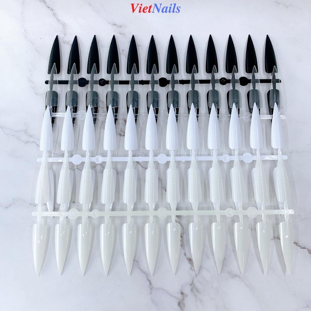 Móng Tập Sơn Tập Vẽ Trang Trí Nail Bịch 240 Móng - Vỉ Móng Phom Nhọn 4 Màu Trắng, Đen, Trong, Đục