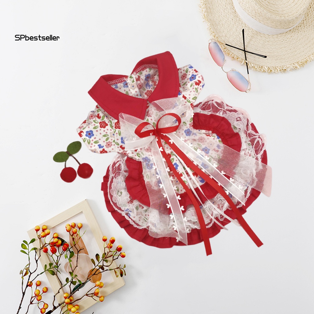 1 Set Đầm Lolita In Hoa Màu Sắc Tươi Sáng Có Kẹp Tóc Xinh Xắn Cho Thú Cưng