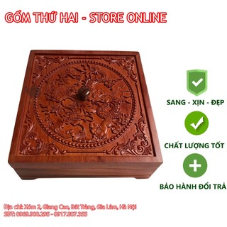 Khay đựng mứt và bánh kẹo tiếp khách ngày tết chất liệu gỗ hình vuông