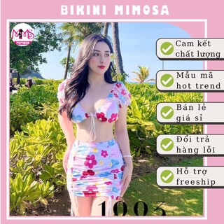 Bikini hot trend 2023 sexy màu hồng trắng - Set 2 món; 3 món
