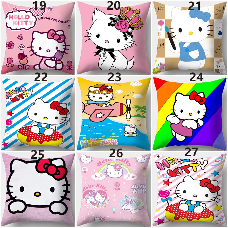 Vỏ Gối Hình Vuông Bằng Polyester In Họa Tiết Hello Kitty Dễ Thương Trang Trí Nhà Cửa / Xe Hơi