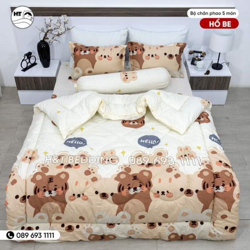 Trọn Bộ Chăn Phao bò sữa 5 Món Poly cottton loại 1 Chăn Bông Như Hình