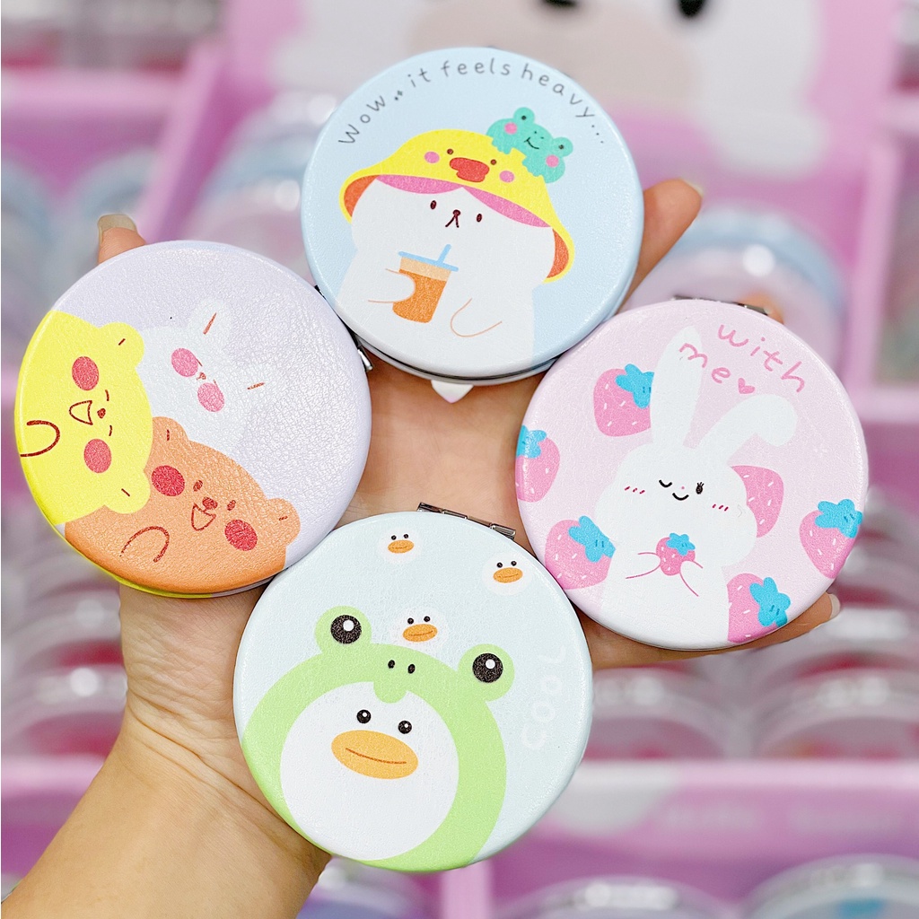 Gương gập mini bỏ túi, Gương gấp gọn 2 mặt siêu cute cho bạn nữ