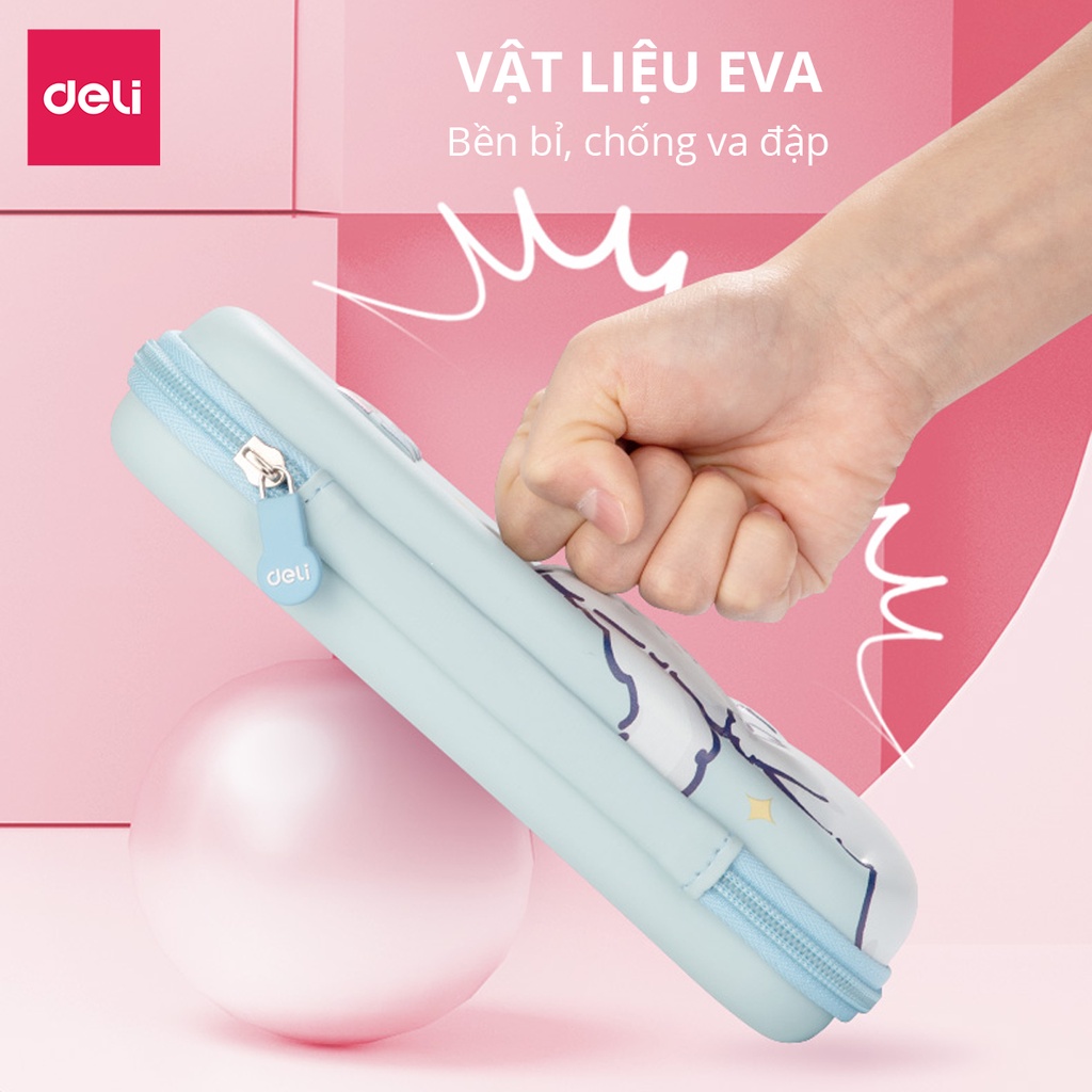 Hộp Bút Túi Đựng Bút Đồ Dùng Cá Nhân Học Sinh 3D Họa Tiết Nổi Dễ Thương Deli Chống Nước Chống Bẩn