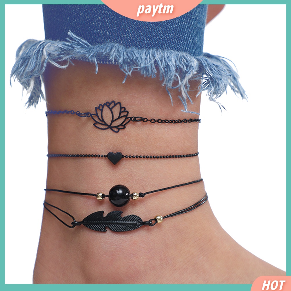 {PTM} Set 4 dây đeo tay mặt hình hoa lá trái tim thời trang cho nữ