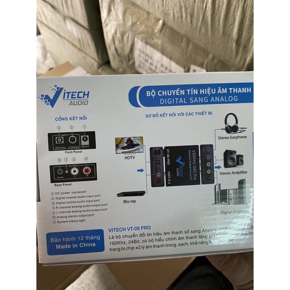 Bộ giải mã âm thanh optical Vitech VT08 Pro  - tặng dây quang 1m