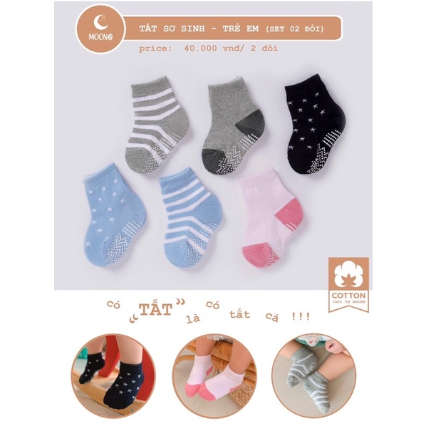 MOON - Set 2 đôi tất có chống trượt cho bé