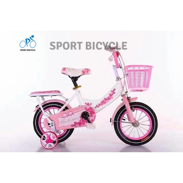 Xe đạp trẻ em Youmi cho bé gái từ 2 tới 8 tuổi (Xe được lắp ráp 80% + bánh phụ + giỏ)