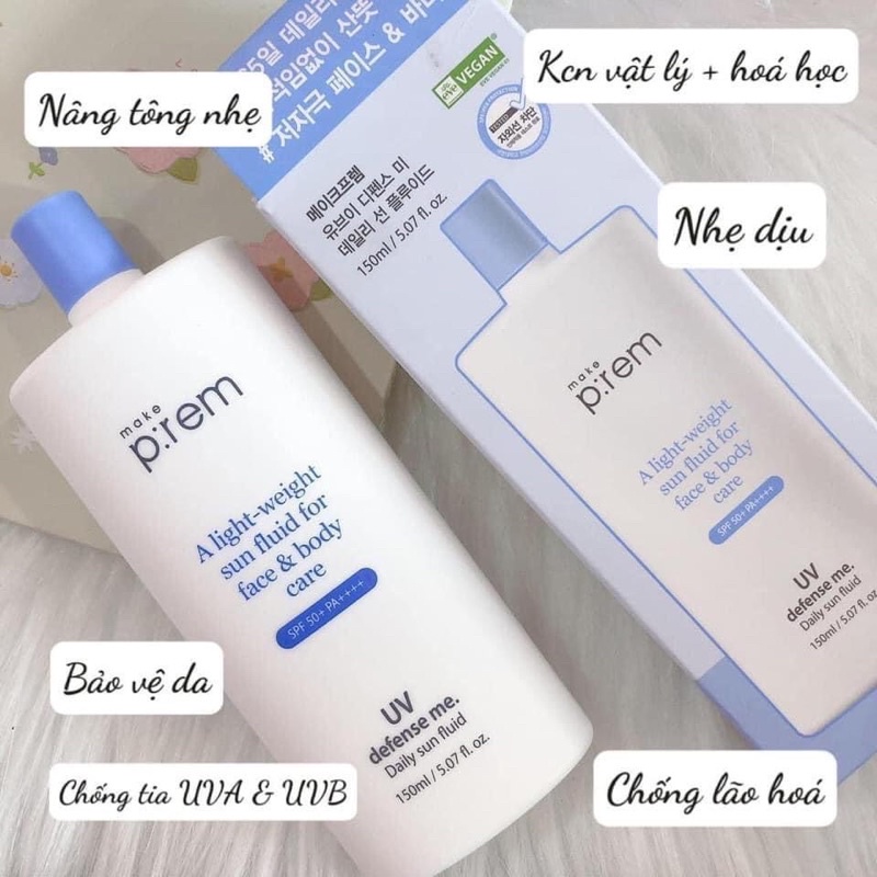 KEM CHỐNG NẮNG MAKE PREM DẠNG SỮA FLUID BLUE RAY SUN 150ml