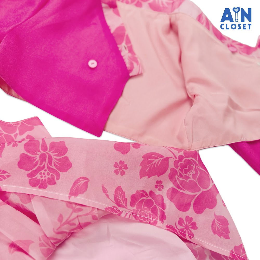 Đầm Hanbok cách tân bé gái họa tiết Hoa Hồng tơ ánh nhủ - AICDBGZRV6YD - AIN Closet