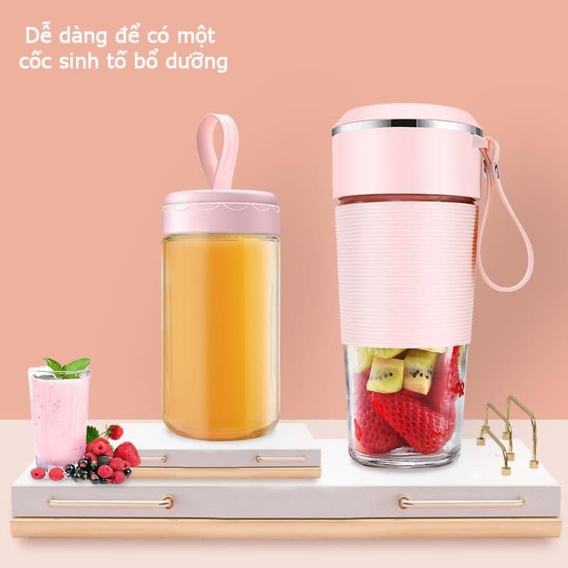Máy xay sinh tố cầm tay REKKY 300ml nhuyễn trái cây, cối chắc chắn bền đẹp - LOẠI THỦY TINH 6 LƯỠI