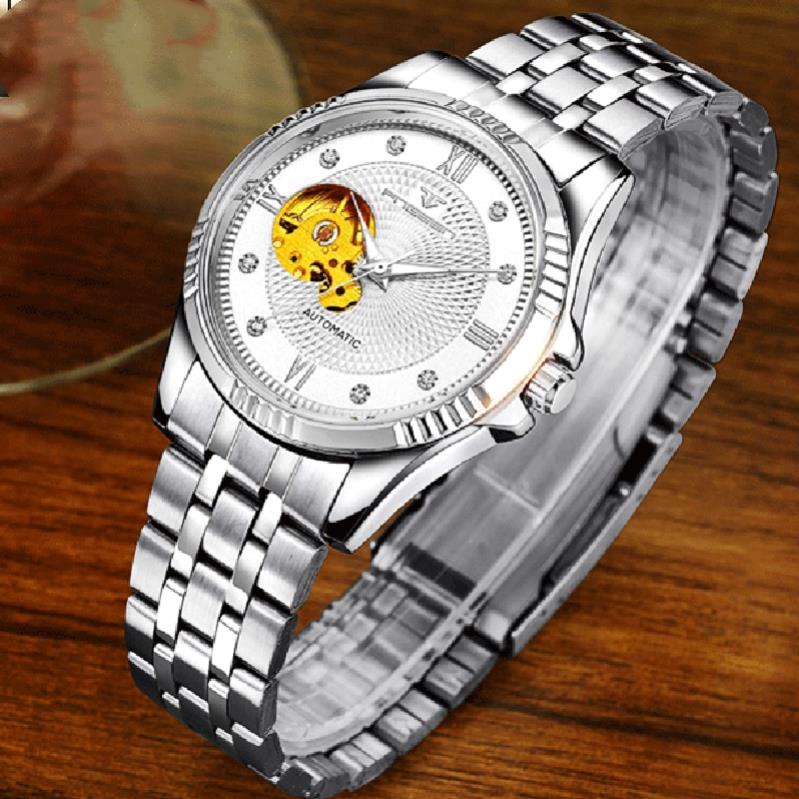 Đồng Hồ Cơ Nam FNGEEN 6810 Lộ Tim Cơ Dây Kim Loại Size 42mm Chống Nước - DONGHO AUTOMATIC