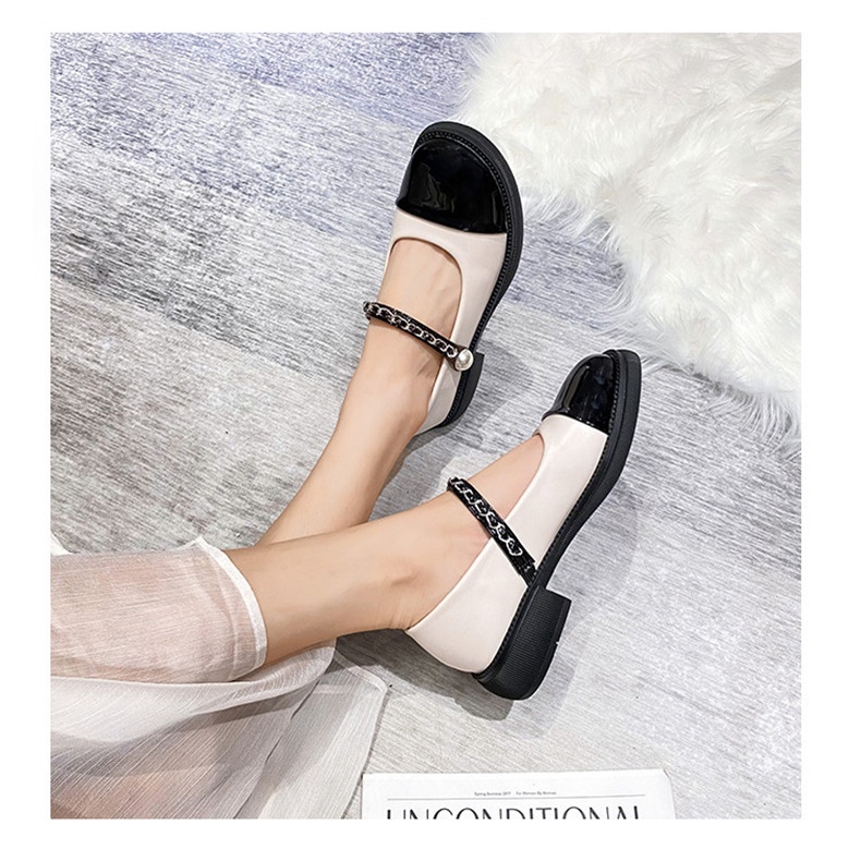 Giày Búp Bê Một Dây Đính Ngọc Trai Phong Cách Mary Jane Pháp Cổ Điển Màu Sắc Thời Trang Mùa Hè Nhẹ Nhàng Dành Cho Bạn