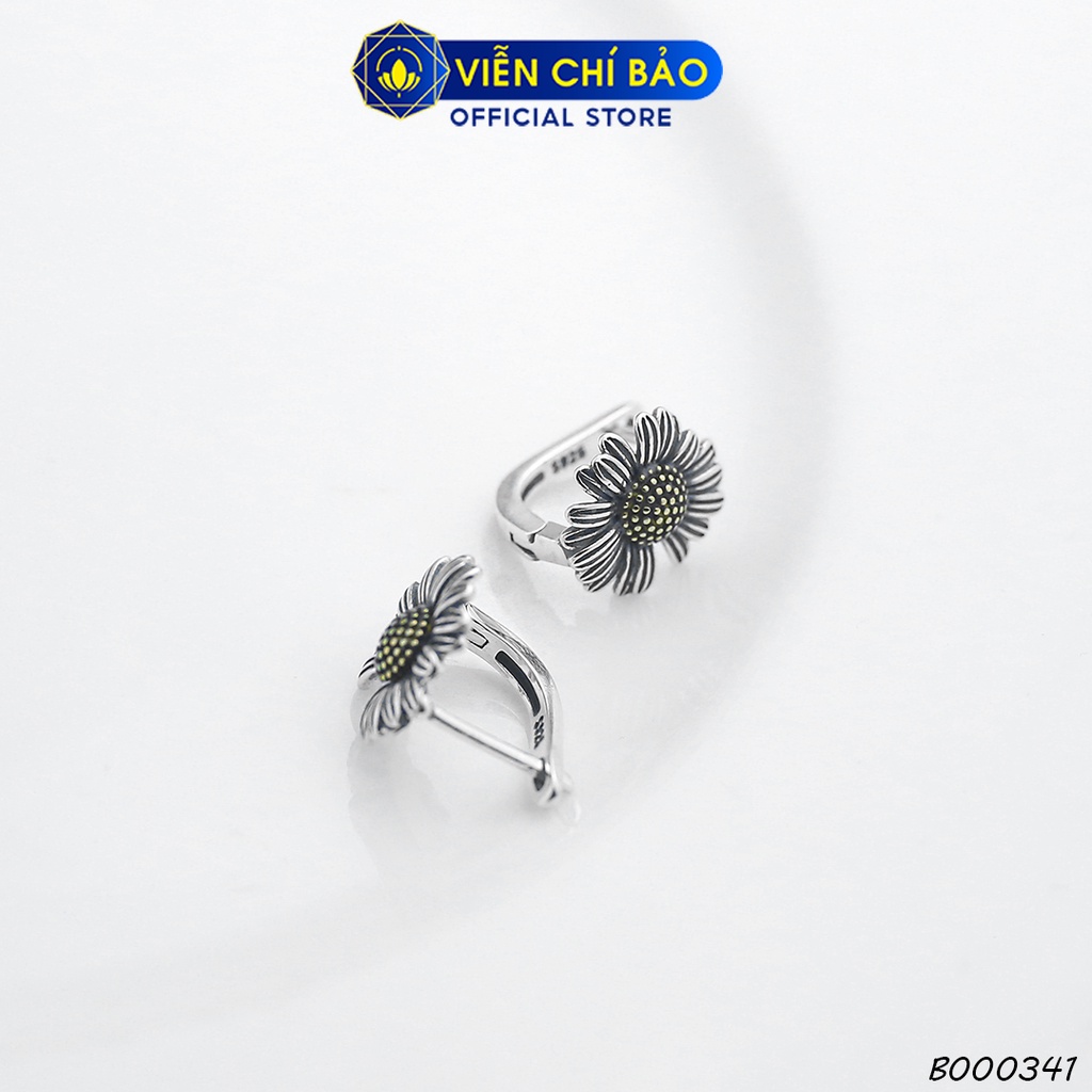 Bông tai bạc nữ hoa hướng dương chất liệu bạc Thái 925 thời trang phụ kiện trang sức Viễn Chí Bảo B000341