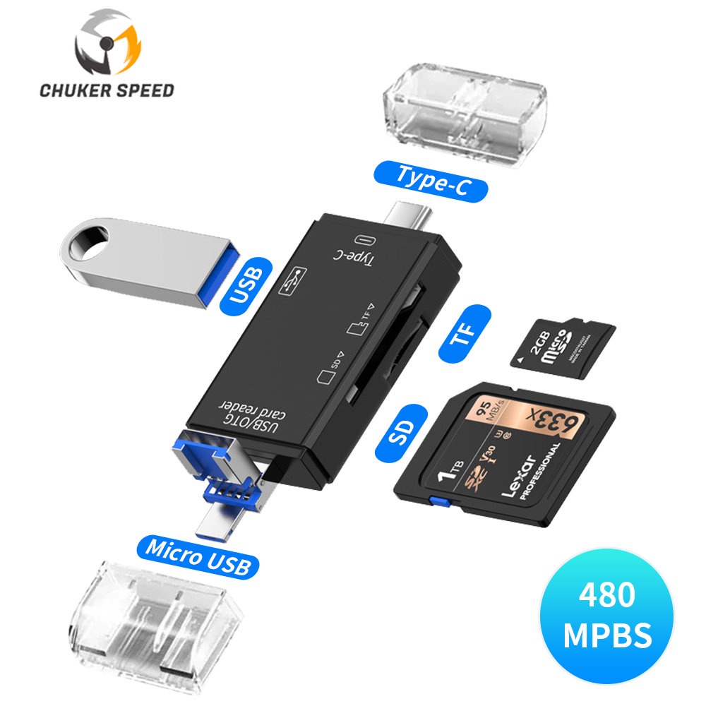 Đầu Đọc Thẻ Nhớ OTG TF Micro USB SD Cho Macbook Samsung Huawei XiaoMi Laptop Phone Type-C