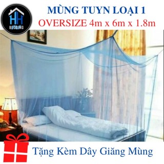 Mùng tuyn treo tường loại 1 lưới nhỏ chống muỗi 4m x 6m oversize