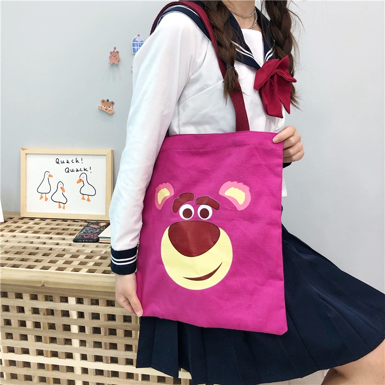 Túi Xách Canvas Cỡ A4 Họa Tiết Hoạt Hình Dễ Thương