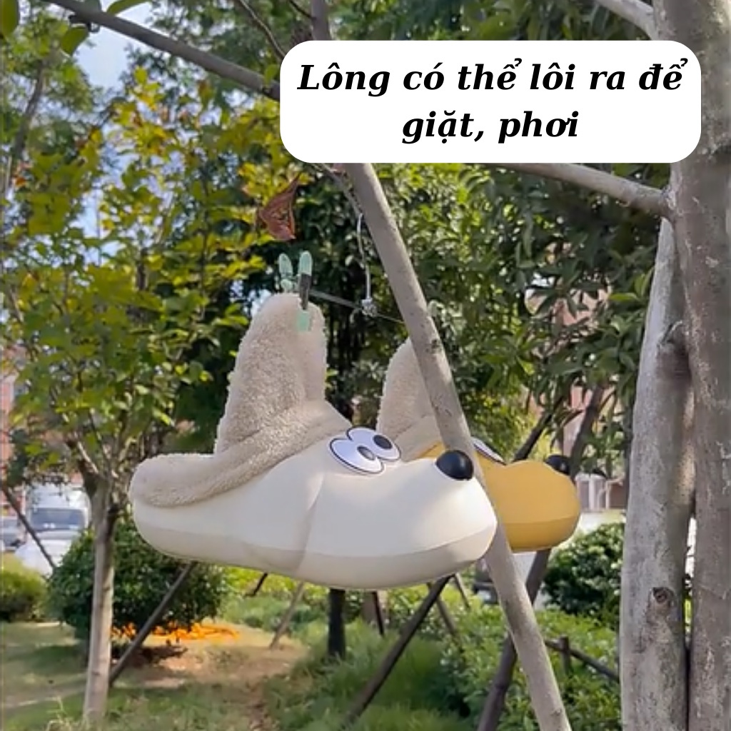 Dép Bông Đi Trong Nhà Nam Nữ Hình Chú Chó Phong Cách Ulzzang, Dép Lót Lông Siêu Mềm Siêu Êm Giữ Ấm Chân Mùa Đông