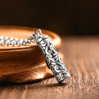 99 Sterling Bạc Rỗng Mặt Dây Chuyền Có Thể Mở Vật Có Thể Giữ Bùa Hộ Mệnh Retro Bạc Trang Sức Nam Nữ Dây Chuyền Cổ Mặt Dây Chuyền