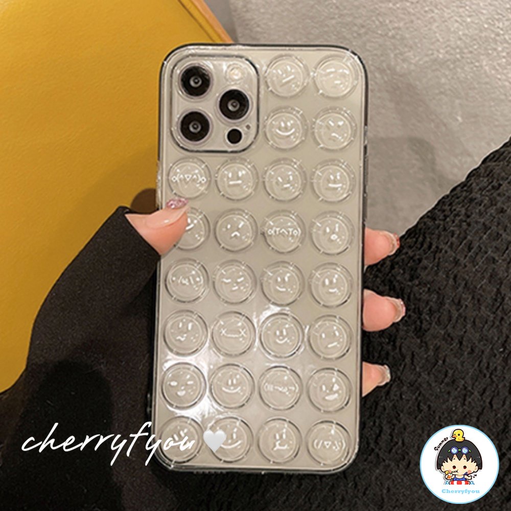 Ốp Điện Thoại TPU Dẻo Họa Tiết Mặt Cười Đơn Giản Chống Sốc Cho IPhone 14 13 12 11 Pro Max