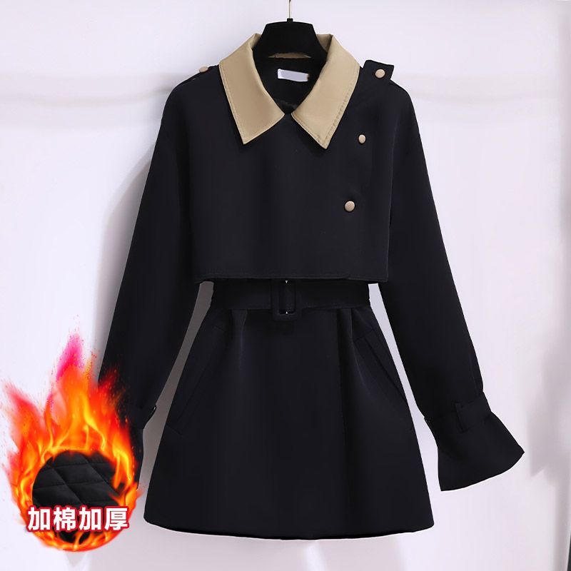 Áo Khoác Gió Ngắn Màu Đen Thời Trang Thu Đông 2022 Cho Nữ