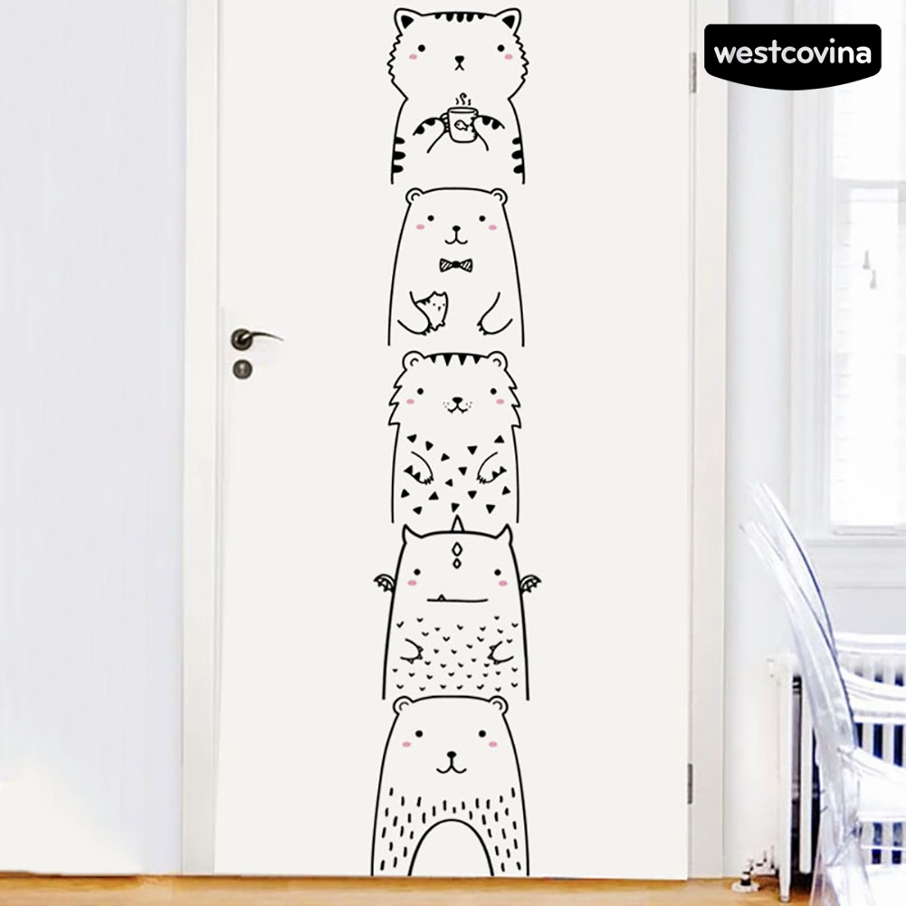 [WEST]⚘Đề Can DIY Hình Gấu / Mèo Dễ Thương Có Thể Tháo Gỡ Trang Trí Cửa Sổ / Tủ Lạnh