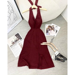 MAXI ĐỎ CỔ YẾM NƠ LƯNG