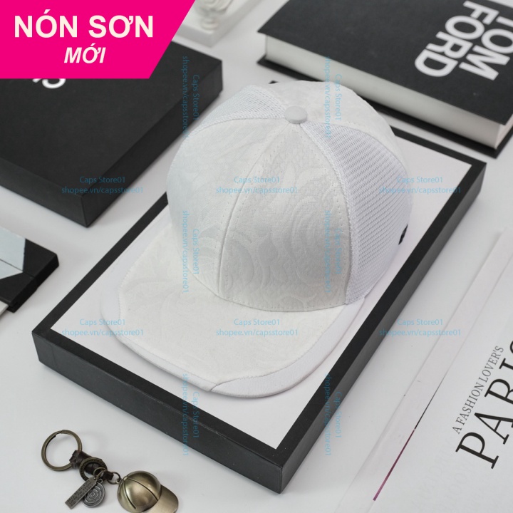 Mũ Lưỡi Trai Nón Sơn Snapback Hoa Văn Trắng Chính Hãng Hàng Chuẩn Tem 7 Màu Cao Cấp Mới / Nón Kết Sơn