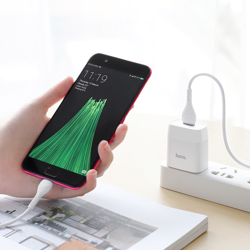 Bộ Củ Cáp sạc Micro , Type C , IP  Hoco C72 Cho Samsung, Xiaomi, Oppo,... sạc Nhanh Tối Đa 2.1A