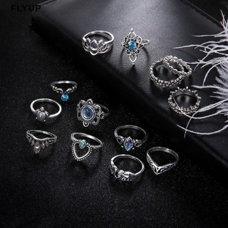 Set 13 nhẫn đính đá phong cách boho cổ điển thời trang cho nữ