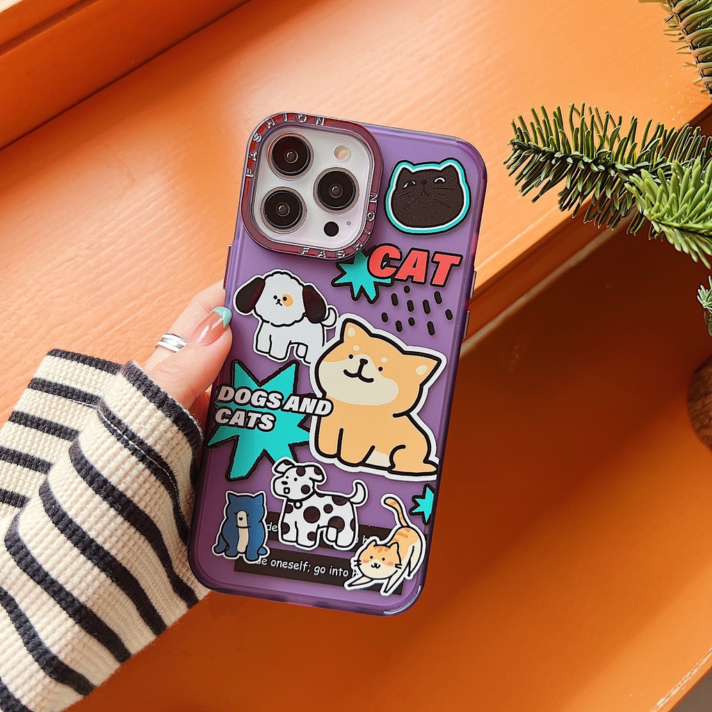 Ốp Điện Thoại Tpu Silicon Mềm Chống Rơi Họa Tiết Chú Cún Hoạt Hình Mạ Điện Cho iPhone 14 13 12 11 Pro Max 14 Plus