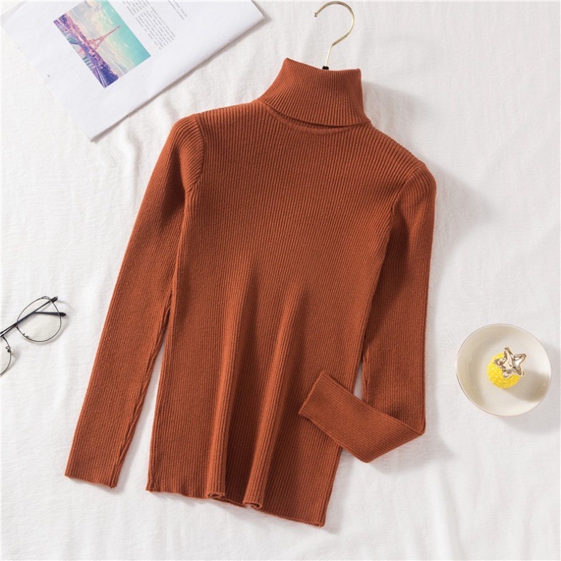 Áo len cổ lọ, áo len tăm nữ tay dài dáng suông trơn basic mềm mịn, giữ nhiệt tốt chuẩn hàng Quảng Châu