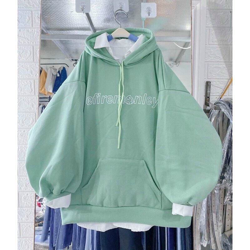 (Sale FreeShip) Aó hoodie nam nữ phong cách hàn,áo nỉ bông tay phồng cute,nón 2 lớp có dây luồn,có túi