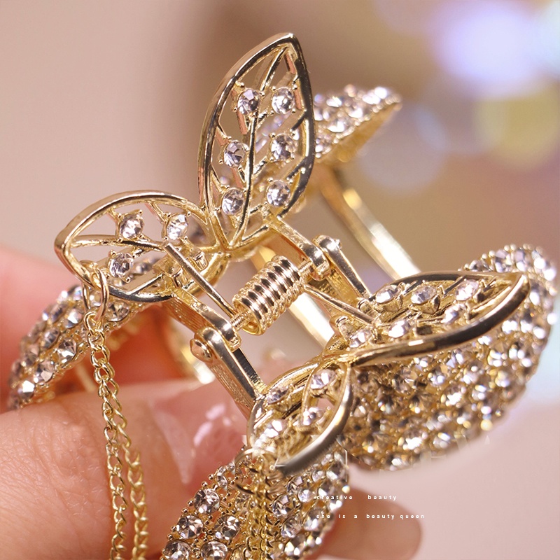 Kẹp Tóc Tua Rua Đính Đá Hình Quả Cherry Dễ Thương