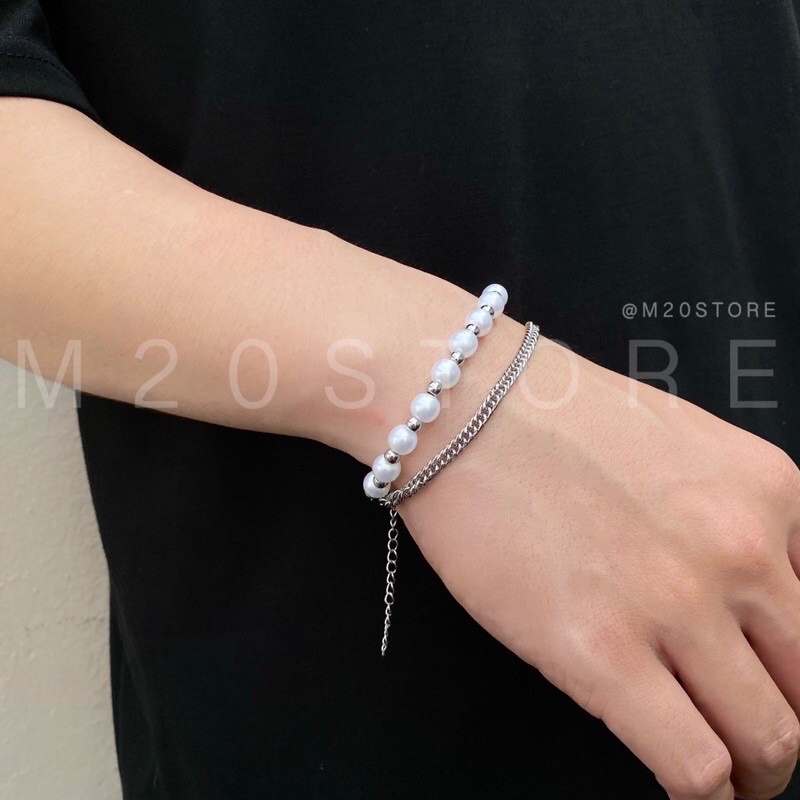 Vòng Tay Nam Nữ 2 Lớp Basic Phối Hạt,Vòng Tay Hạt Phối Chain Phong Cách Cá Tính Unisex