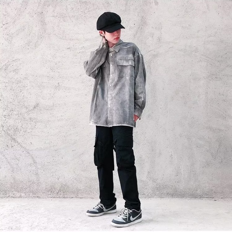 Quần Dài Phối Nhiều Túi Phong Cách hip hop Đường Phố Hàn Quốc Cá Tính Cho Nam