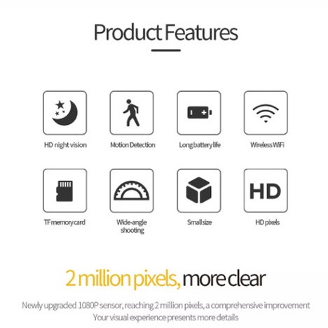 Camera Mini Wifi Kết Nối Với Điện Thoại Qua App Hỗ Trợ Quay Phim Ghi Âm Chụp Hình Không Báo Đèn