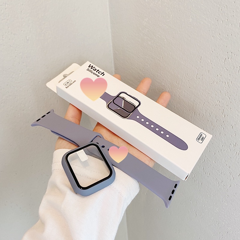 Dây Đeo Silicone + Vỏ Bảo Vệ Mới 2023 Cho Apple Watch band 49mm 45MM 41MM 44mm 40mm 42mm ultra 8 4 3 5 SE 6 7