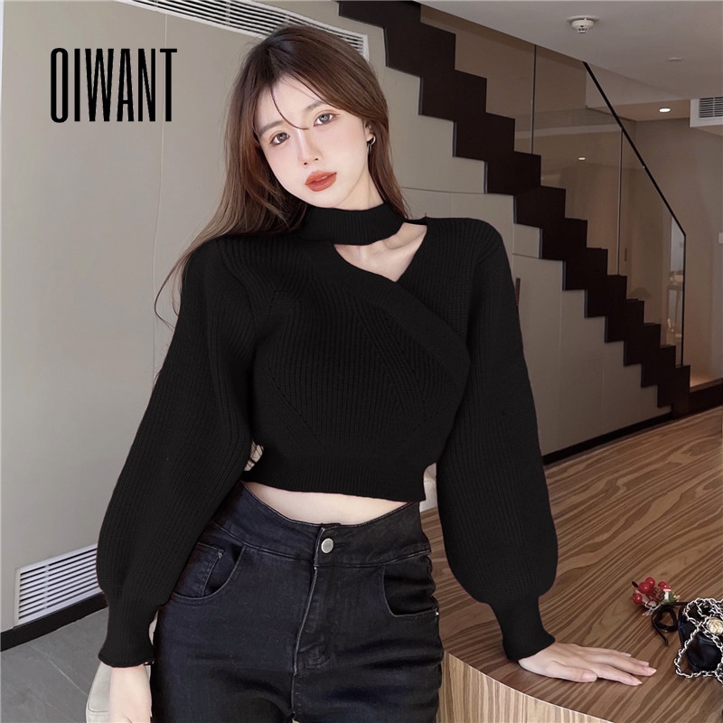 Áo Len Nữ Dài Tay Cổ Chữ V Màu Trơn Thời Trang