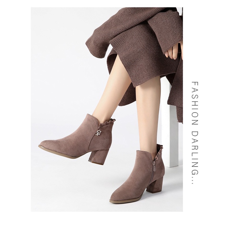 [Có sẵn size 36] Bốt da lộn Dusto lẻ size 36 cho chân 230mm