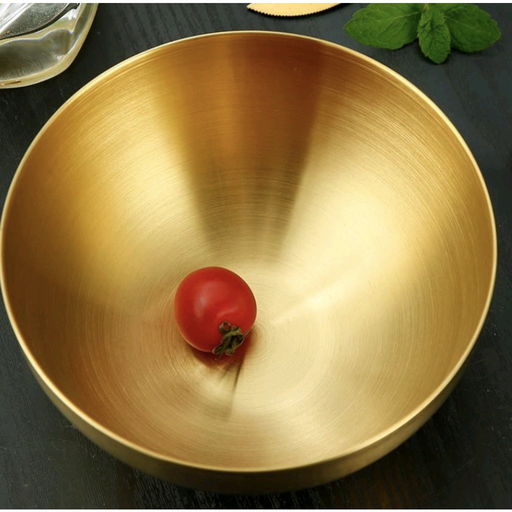 Bát Inox Đựng Salad Tô Mỳ Lạnh Hàn Quốc Chén Inox Ăn Cơm Trộn Bột Mạ Màu Vàng Sang Trọng